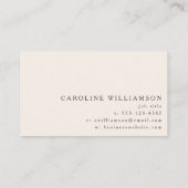 Carte De Visite Modern Minimalistic Cream Brown Professional Logo  (Dos)