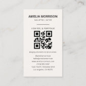 Carte De Visite Modern Model Actor Photo QR Code (Dos)