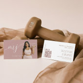 Carte De Visite Modern Monogram Fitness Photo Personal Trainer
