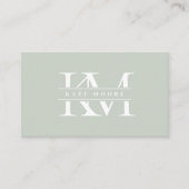 Carte De Visite Modern Monogram Initials Professional Sage Green (Devant)