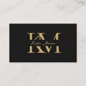 Carte De Visite Modern Monogram Professional Black Gold Marketing (Devant)