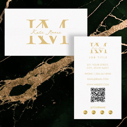 Carte De Visite Modern Monogram Professional Gold White Marketing