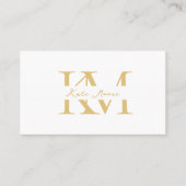 Carte De Visite Modern Monogram Professional Gold White Marketing (Devant)