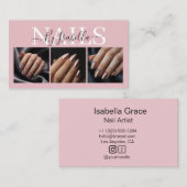 Carte De Visite Modern Nail Artist Three Photo Typography (Devant / Derrière)