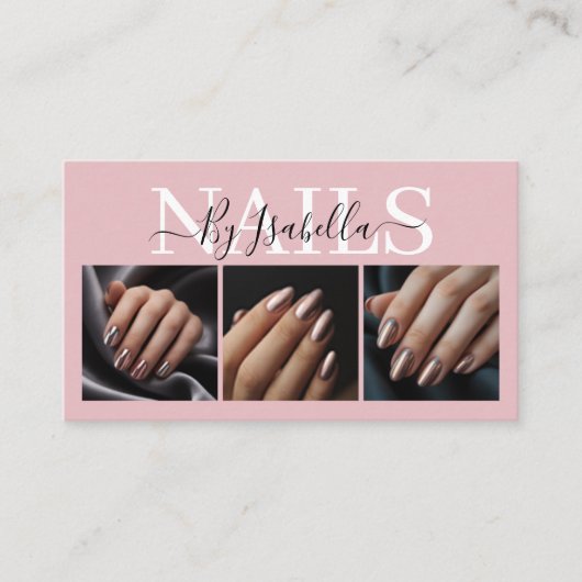 Carte De Visite Modern Nail Artist Three Photo Typography (Devant)
