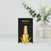 Carte De Visite Modern Nail salon QR Code Black And Gold (Debout devant)