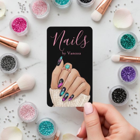 Carte De Visite Modern Nail Technician Nails Art Salon Qr Code