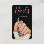 Carte De Visite Modern Nail Technician Nails Art Salon Qr Code (Devant)