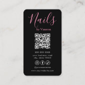 Carte De Visite Modern Nail Technician Nails Art Salon Qr Code (Dos)