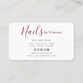 Carte De Visite Modern Nail Technician Personal Branding Chic (Dos)