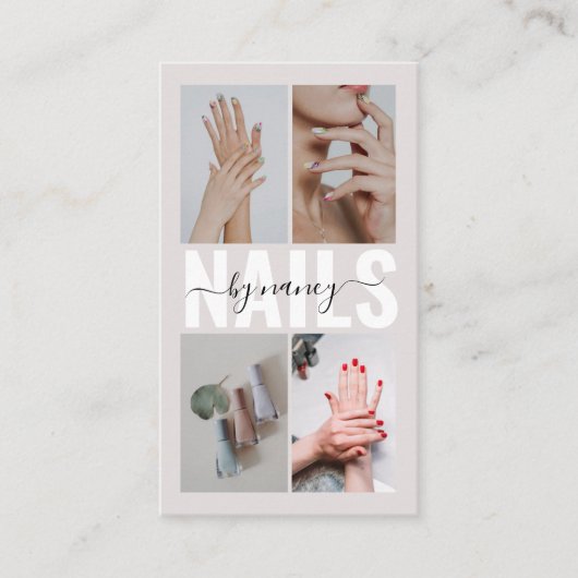 Carte De Visite  Modern Nail Technician Photo Collage Qr Code  (Devant)