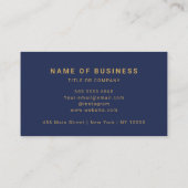 Carte De Visite Modern Navy Blue Gold QR Code Custom Logo (Dos)