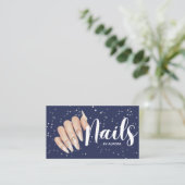 Carte De Visite Modern Navy Blue Nail Technician Business Card (Debout devant)