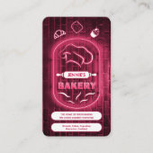 Carte De Visite Modern Neon Pink Bakery Chef’s Hat Logo Glowing (Devant)