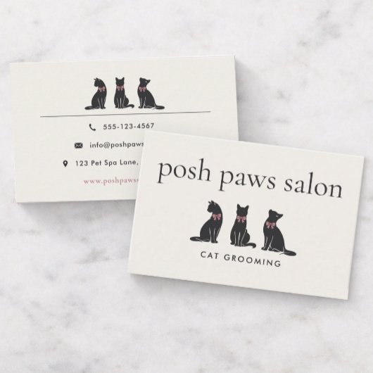 Carte De Visite Modern Neutral Cat Grooming
