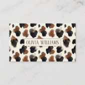 Carte De Visite Modern Neutral Chocolate Cow Print Aesthetic (Devant)