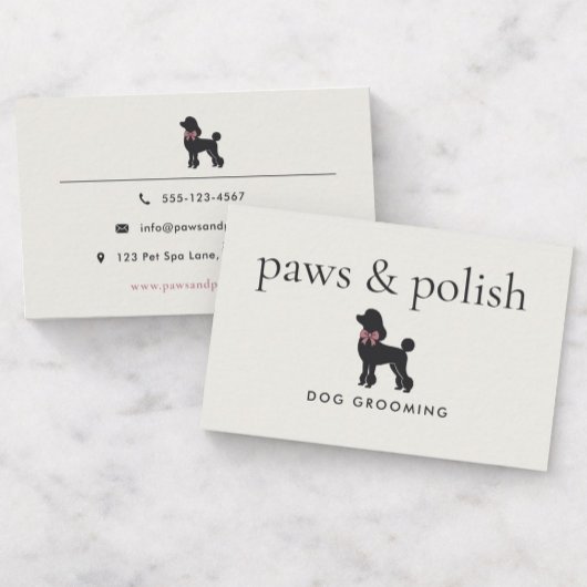 Carte De Visite Modern Neutral Dog Groomer | Editable