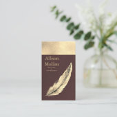 Carte De Visite Modern Notary Loan Signing Agent Gold Quill Pen Bu (Debout devant)