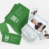 Carte De Visite Modern Olive Green QR Code Photo Networking Card