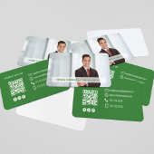 Carte De Visite Modern Olive Green QR Code Photo Networking Card