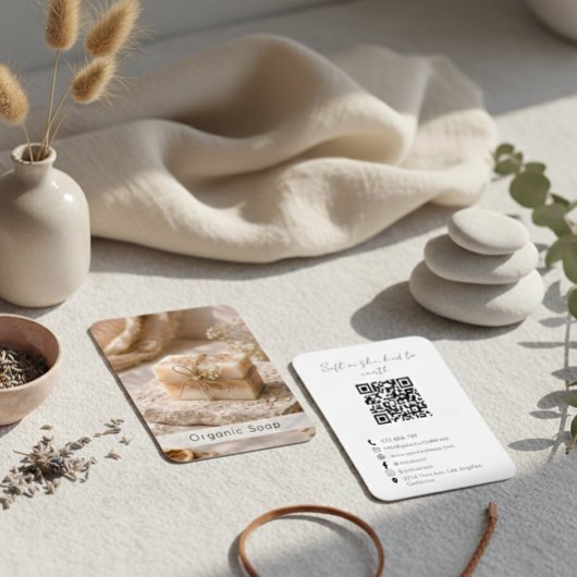 Carte De Visite Modern Organic Handmade Soap QR Code Photo
