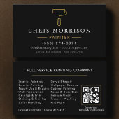 Carte De Visite Modern Painter Black Gold QR Code
