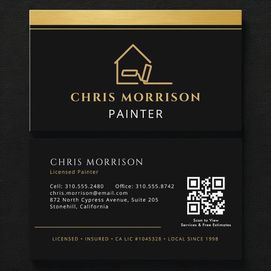 Carte De Visite Modern Painter Gold Black