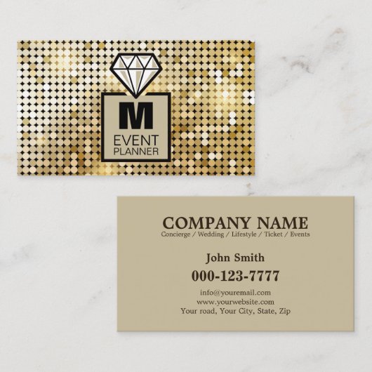 Carte De Visite Modern Parties scintillant Diamond Event Planner P (Devant / Derrière)