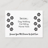 Carte De Visite Modern Paw Print Photo Pet Sitter & Dog Walker  (Dos)