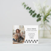 Carte De Visite Modern Paw Print Photo Pet Sitter & Dog Walker  (Debout devant)