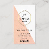 Carte De Visite Modern Personalized Geometric Pink White Social  (Dos)