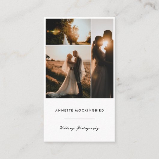 Carte De Visite Modern Photo Collage Wedding Photography Script (Devant)
