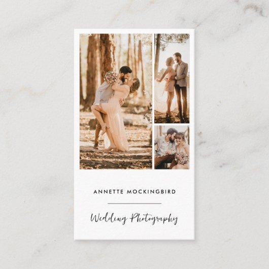 Carte De Visite Modern Photo Collage Wedding Photography Script (Devant)