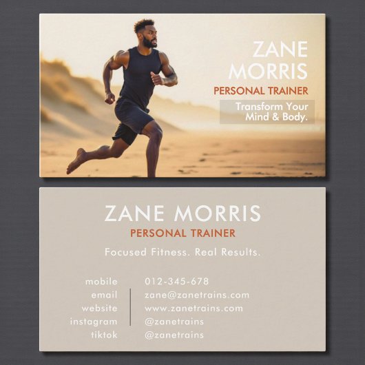 Carte De Visite Modern Photo Personal Trainer Fitness