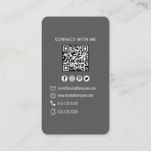 Carte De Visite Modern Photo QR Code Connect With Me Minimal (Dos)