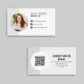 Carte De Visite Modern Photo QR Code Connect With Me Minimal