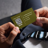 Carte De Visite Modern Photo QR Code Custom Green