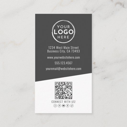 Carte De Visite Modern Photo QR Code Logo Vertical (Dos)