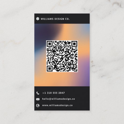 Carte De Visite Modern Photo & QR Code Vertical (Dos)