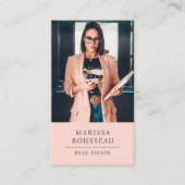 Carte De Visite Modern Photo Realtor Blush (Devant)