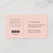 Carte De Visite Modern Photo Realtor Blush (Dos)