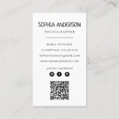 Carte De Visite Modern Photographer Minimalist Photo with QR Code (Dos)