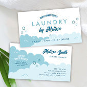 Carte De Visite Modern Pick-Up Laundry Service Blue & White