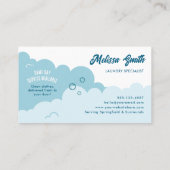 Carte De Visite Modern Pick-Up Laundry Service Blue & White (Dos)