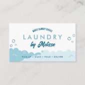 Carte De Visite Modern Pick-Up Laundry Service Blue & White (Devant)