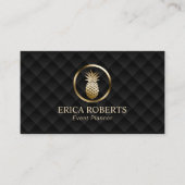 Carte De Visite Modern Pineapple Luxe Black & Gold Event Planner (Devant)