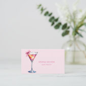 Carte De Visite Modern Pink Bartender Cocktail Bow Bar Club Event (Debout devant)