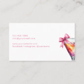 Carte De Visite Modern Pink Bartender Cocktail Bow Bar Club Event (Dos)