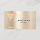 Carte De Visite Modern Pink Bartender Cocktail Bow Bar Club Event (Devant)