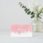 Carte De Visite Modern Pink Brush strokes white Design (Debout devant)